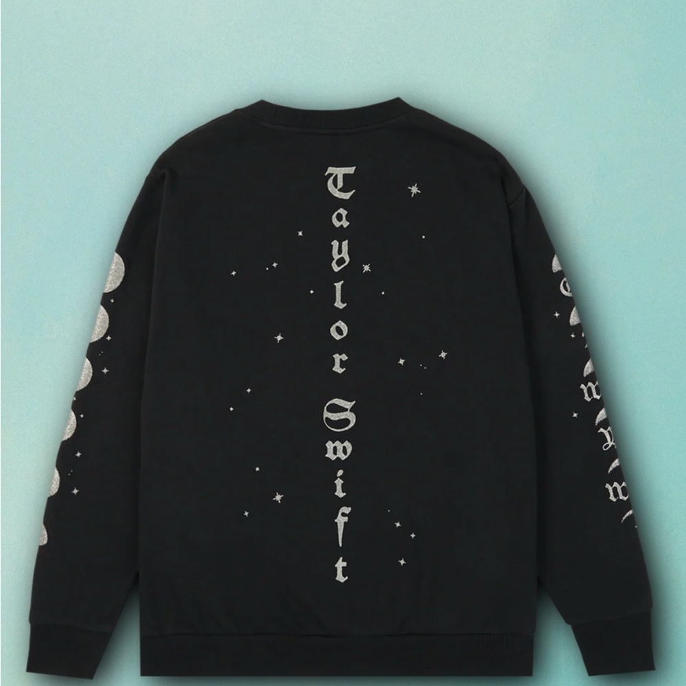Taylor Swift  ⭐️ AUTHENTIC Black Silver DARKEST NIGHTS NWT NEW Crew sweatshirt - Picture 2 of 6